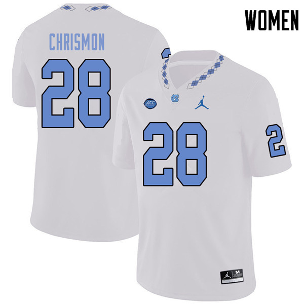 Jordan Brand Women #28 Austin Chrismon North Carolina Tar Heels College Football Jerseys Sale-White